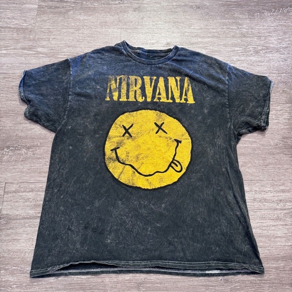 NIRVANA Other - Nirvana Shirt Adult XL Gray Short Sleeve Crewneck Band Tee Smile Face Men Casual